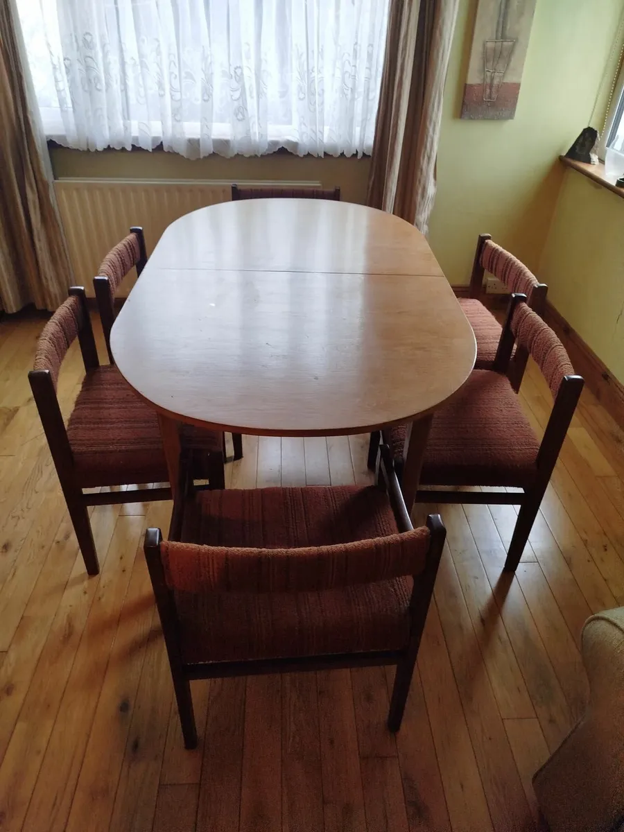 Dining Table , six chairs  Retro 1970's - Image 1