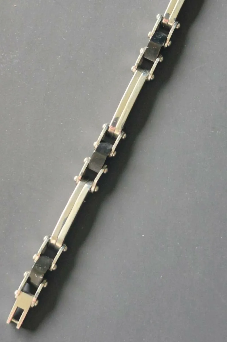 Men's "TSC" Stainless Steel & Onyx Bracelet - Image 4