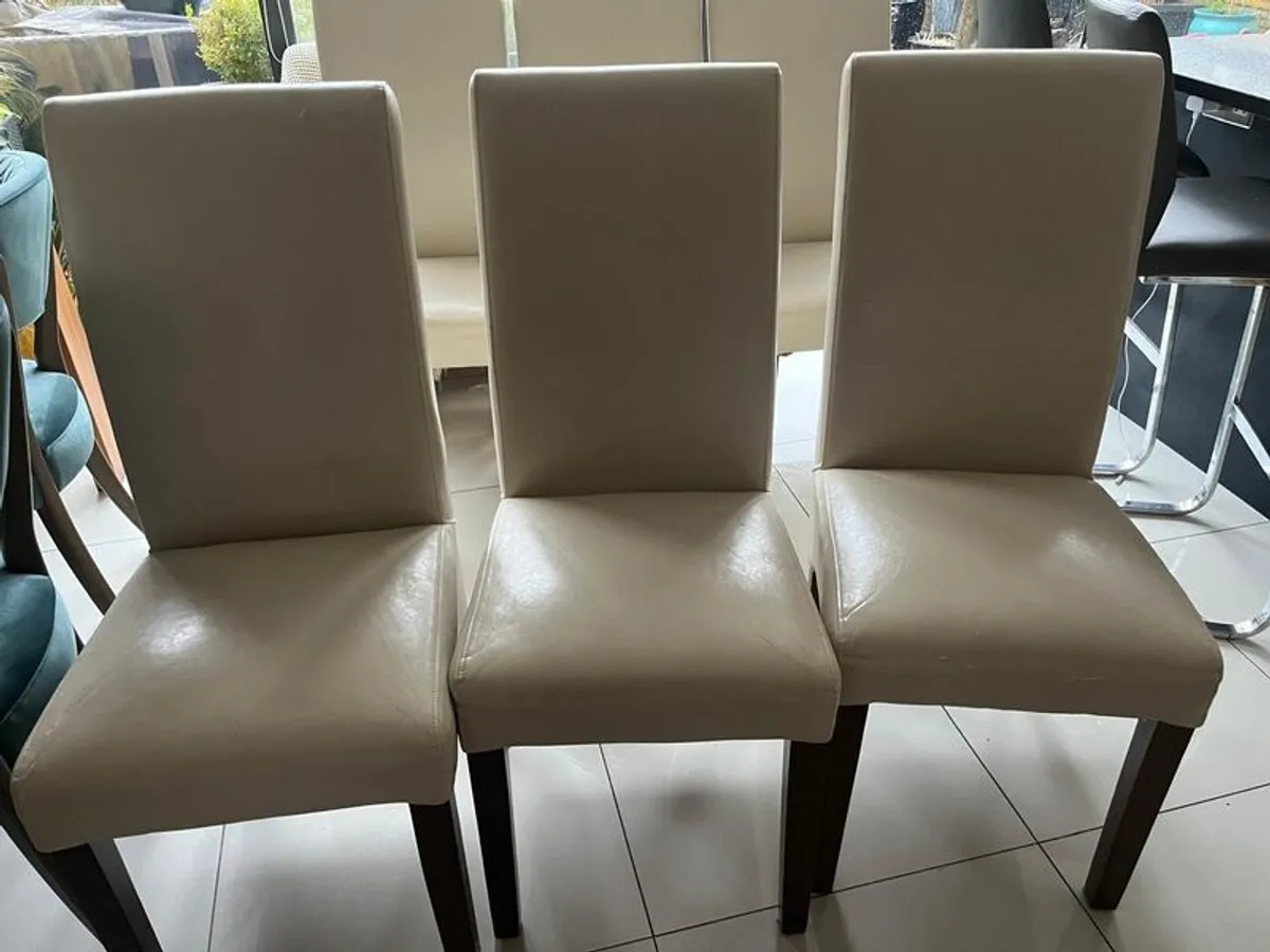 Cream leather chairs - Image 1
