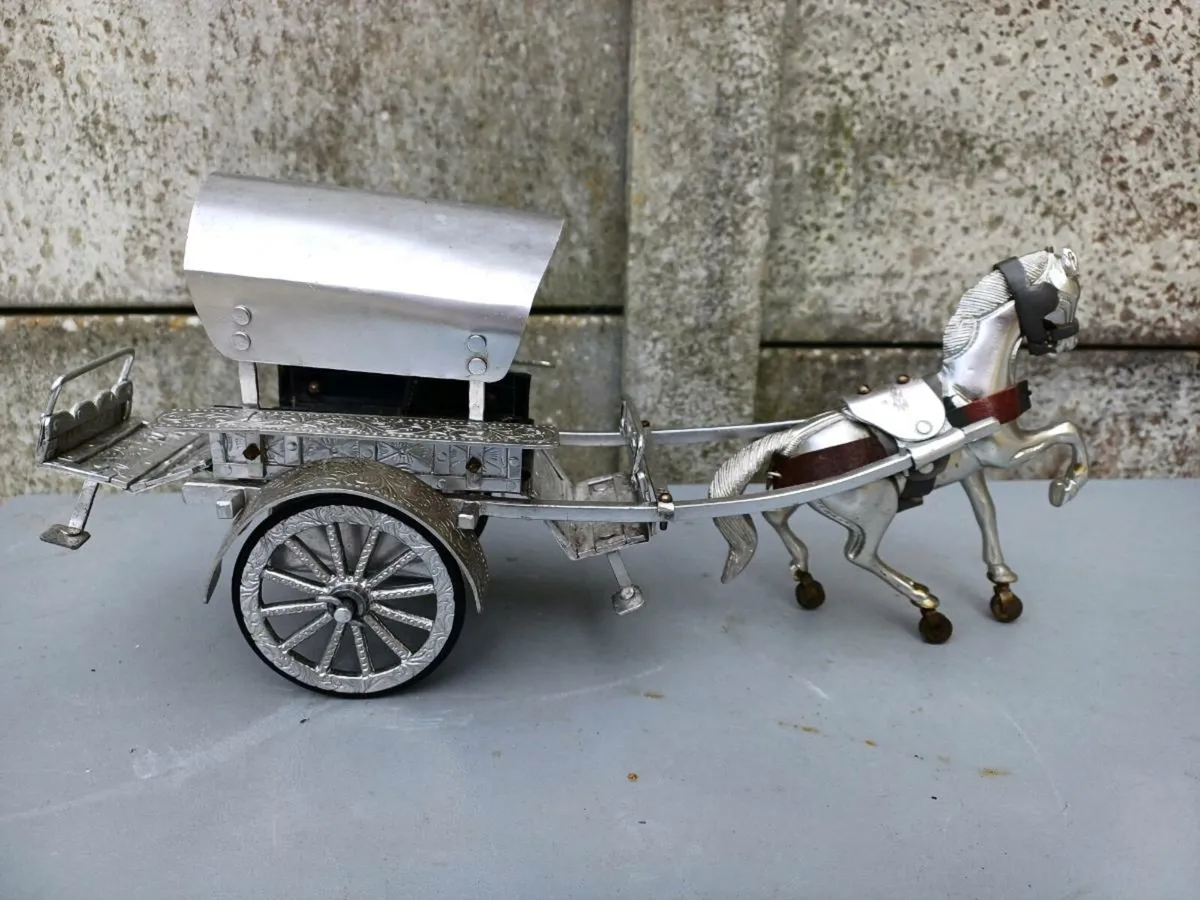 Vintage Metal Horse & Cart - Image 1