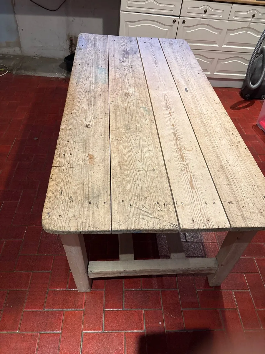 Antique pine farmhouse table - Image 1