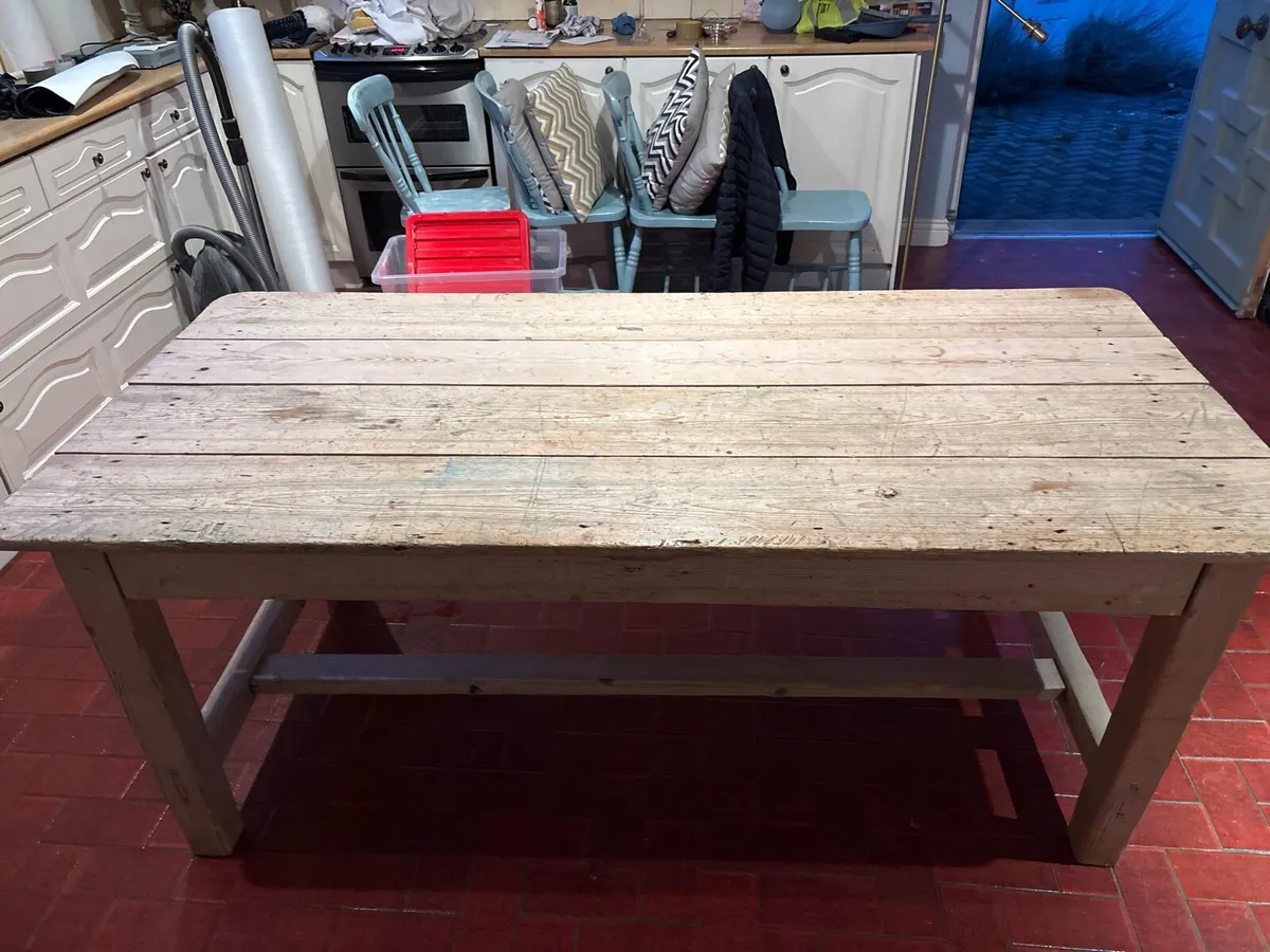 Antique pine farmhouse table - Image 2