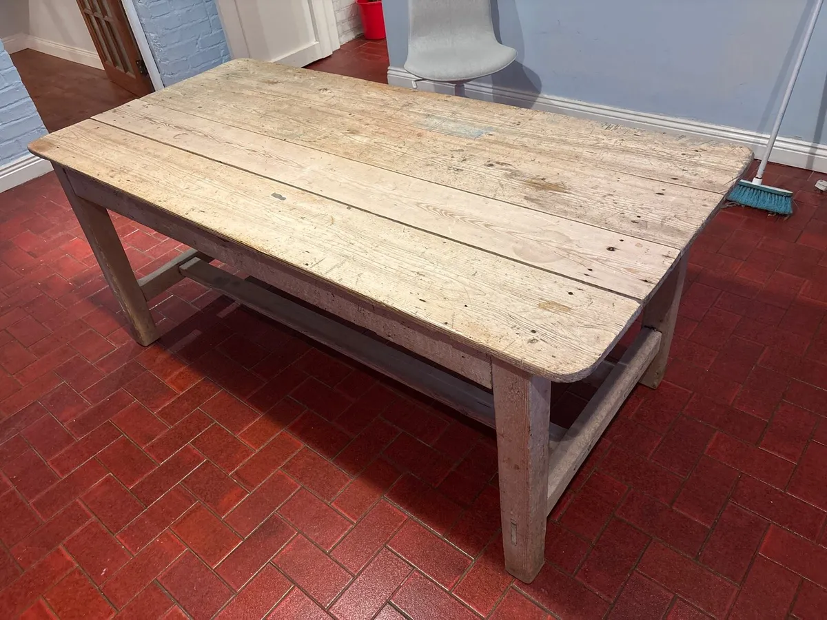 Antique pine farmhouse table - Image 3