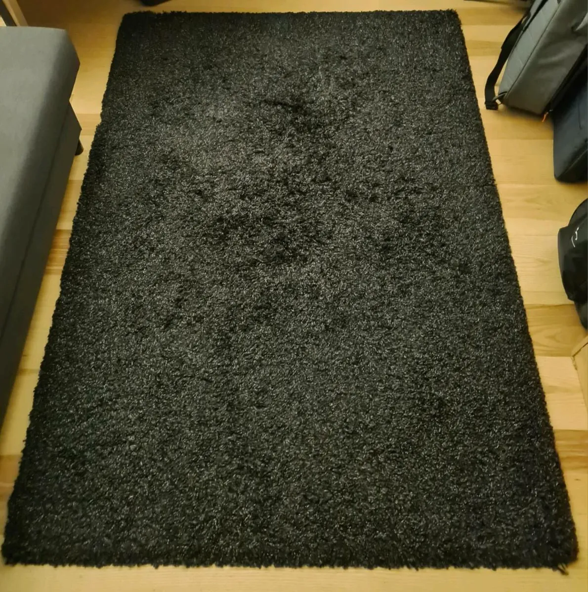 Rug Masters shaggy 140x200cm large black carpet - Image 1