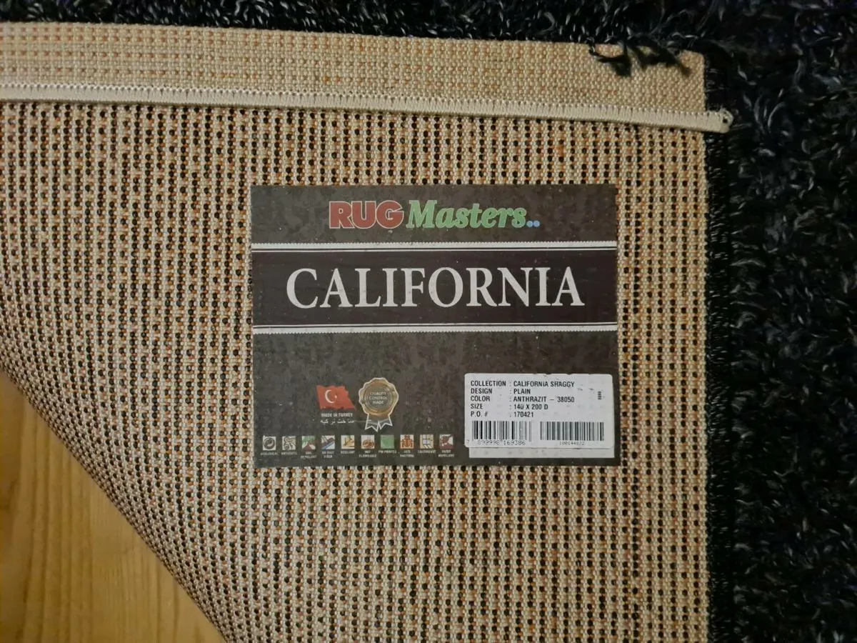 Rug Masters shaggy 140x200cm large black carpet - Image 3