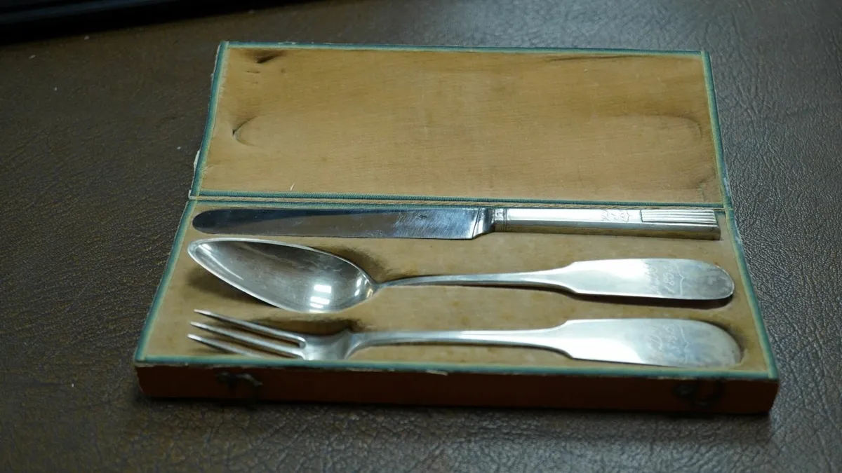 Antique Cased Travelling Silver Cutlery Set - Image 2