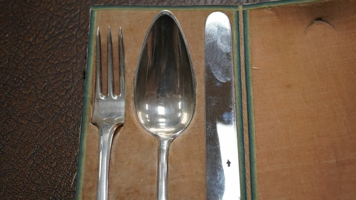 Antique Cased Travelling Silver Cutlery Set - Image 3