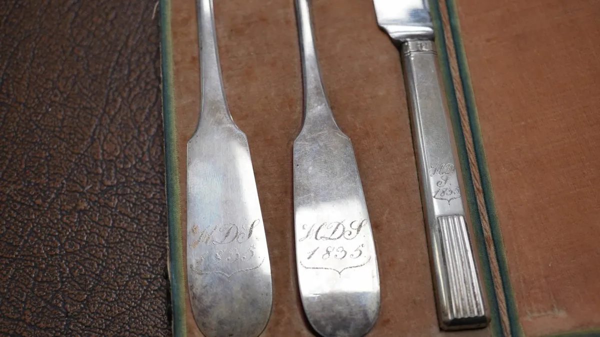Antique Cased Travelling Silver Cutlery Set - Image 4