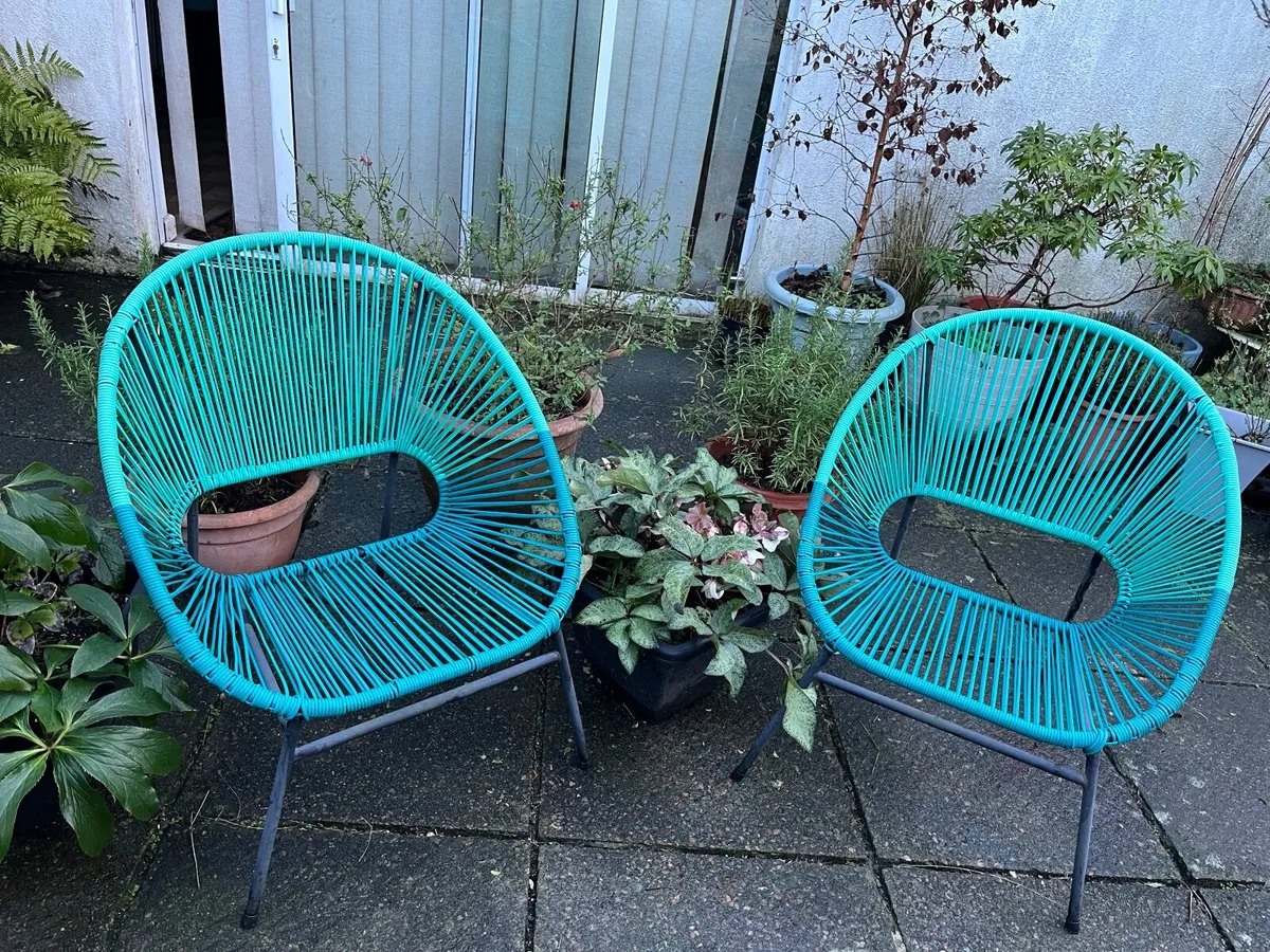 Garden/ Patio Turquoise Chairs €60 for pair - Image 2
