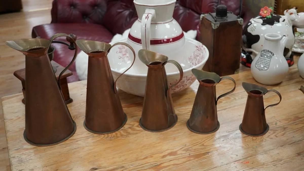 Vintage Copper Pouring Jugs – Set of 5