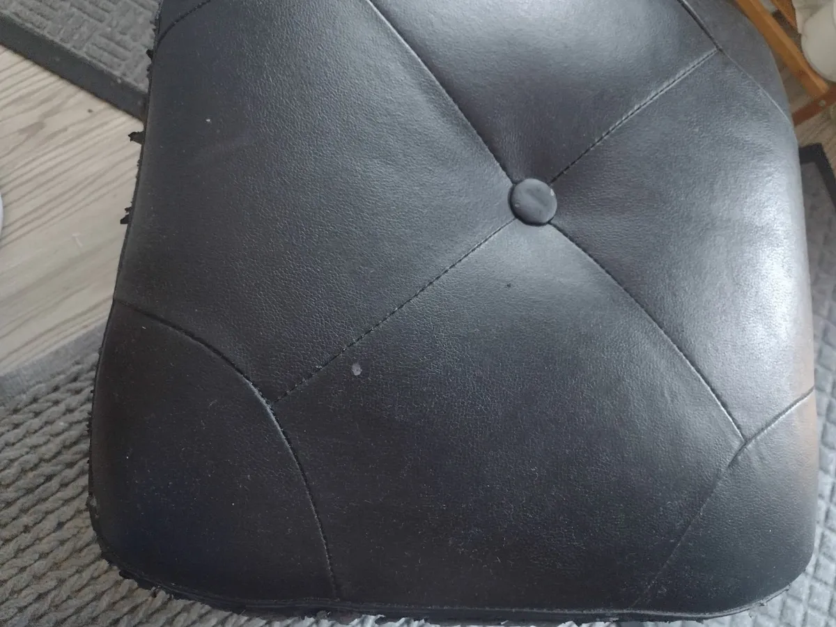 Black leather cube stool or footrest - Image 1