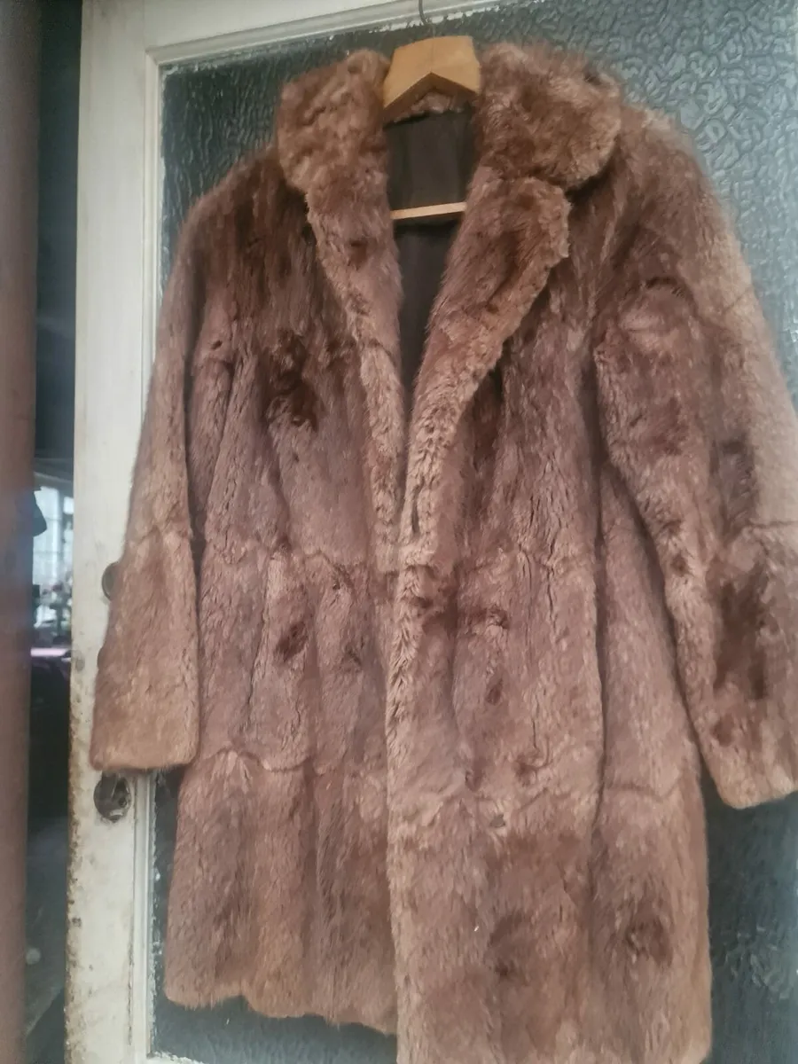Vintage ladies brown musquash fur jacket post incl - Image 1