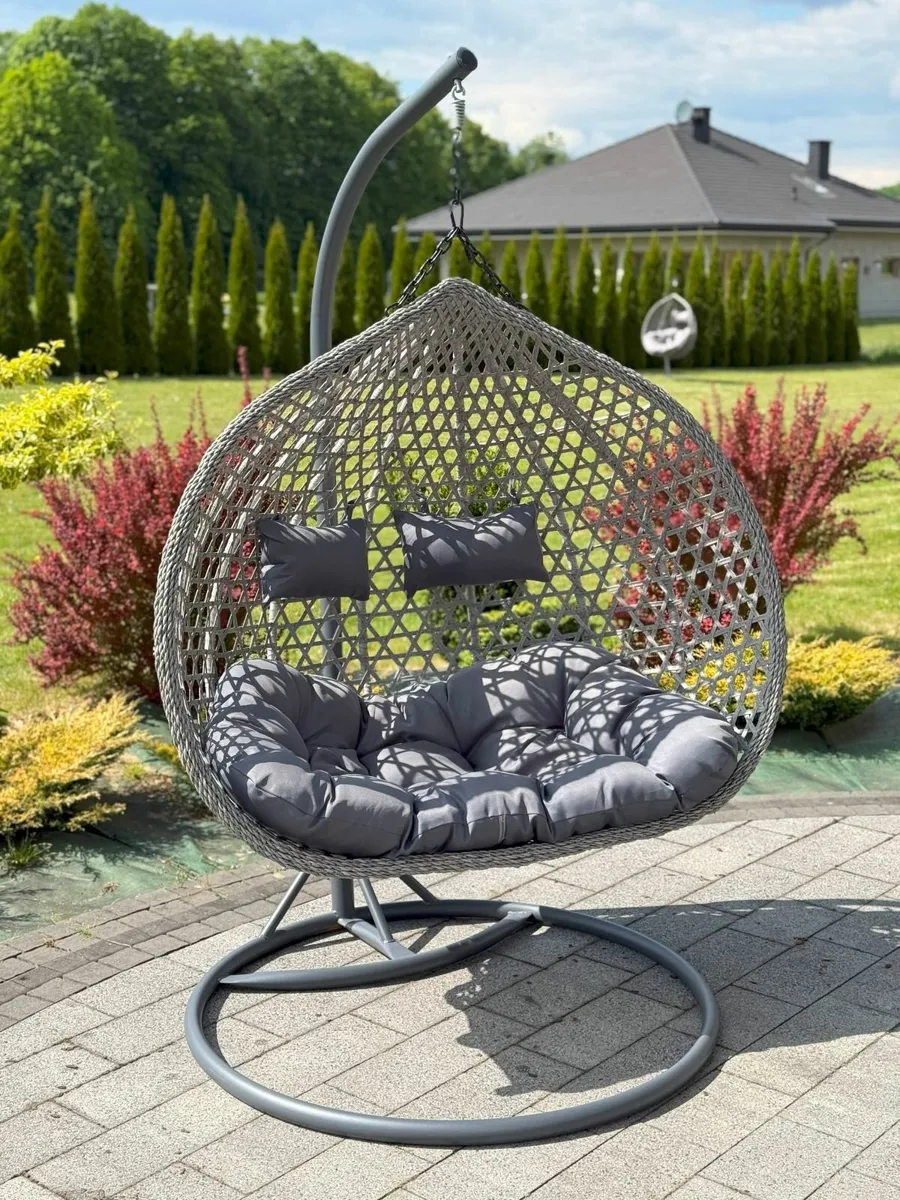 Double Hanging Egg Chair – Natural Rattan - Image 2