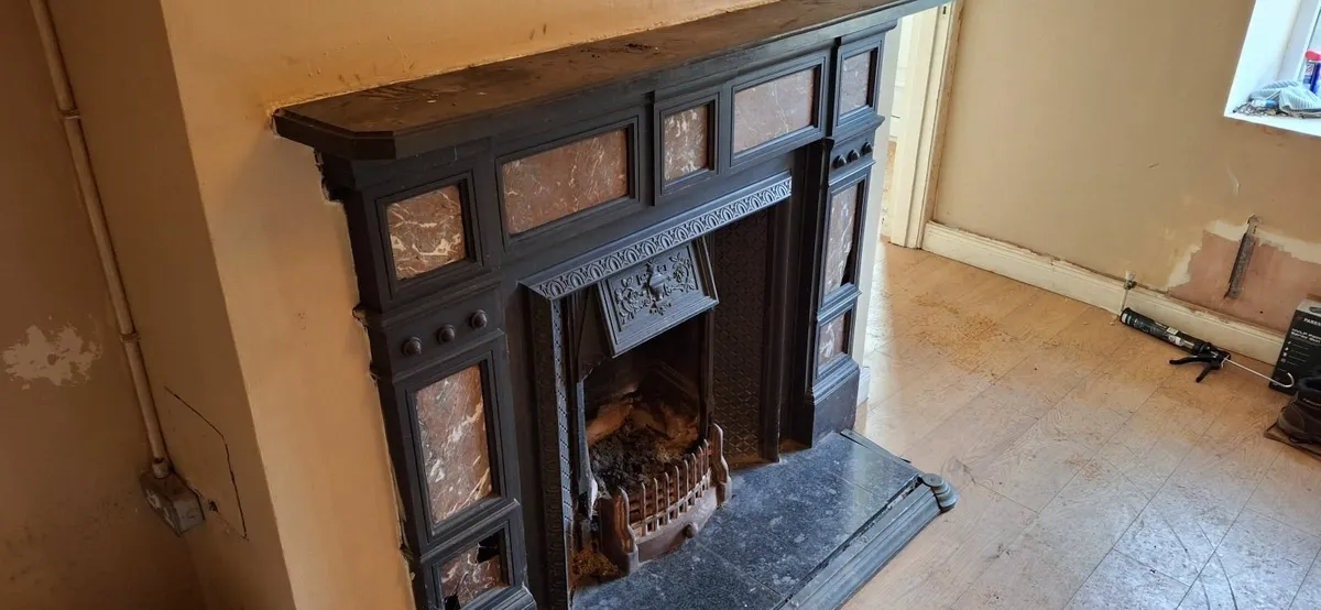 Vintage Victorian cast iron fireplace complete - Image 2