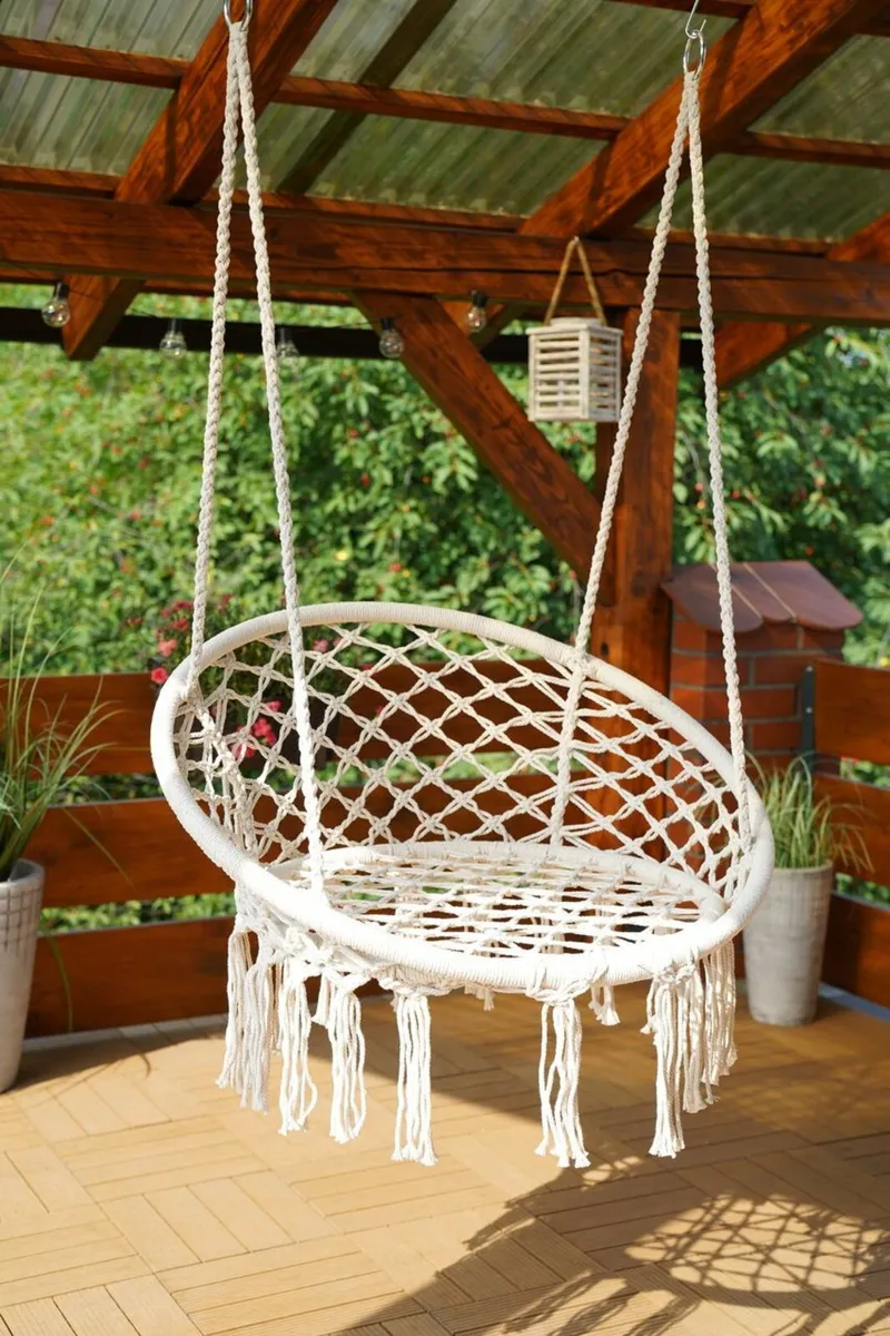 Boho Hanging Chair – Cotton Rope Swing - Image 4