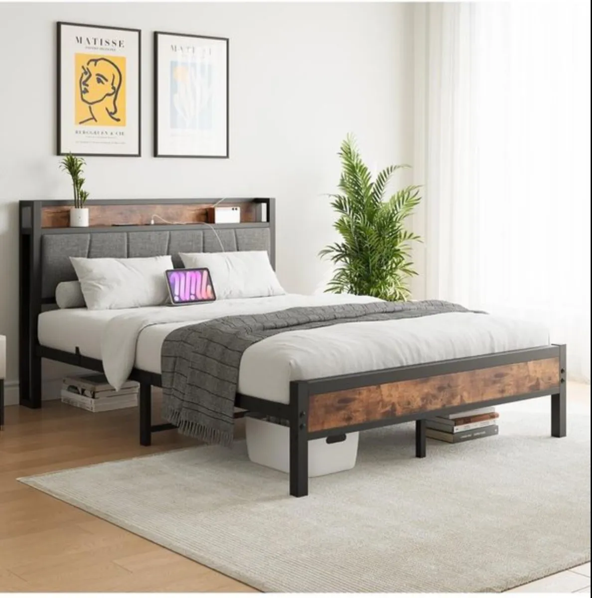 Kingsize Bed Base with Charging Station - Image 1