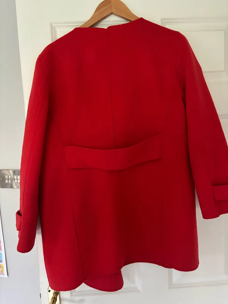 Zara red wool coat size large UK14 - Image 3