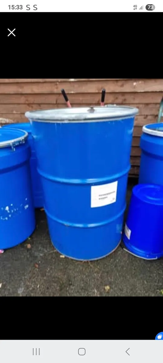 220L steel barrels with clamped lids 25e each - Image 2