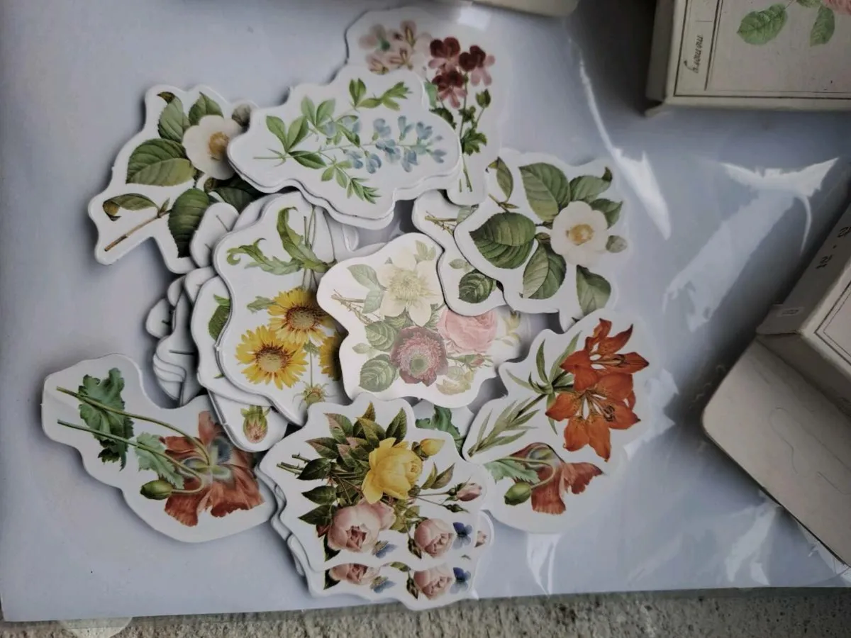 Vintage Floral Stickers Bundle – Botanical Style - Image 1