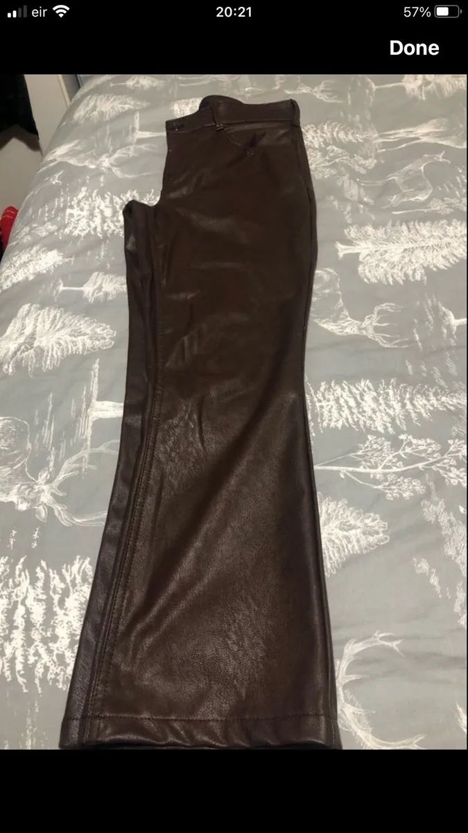 Ladies  brown leather trousers size 12 €15 - Image 1