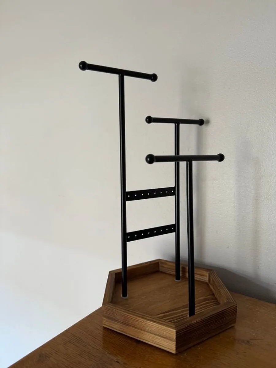 Jewellery display stand Metal and Wood holder - Image 2