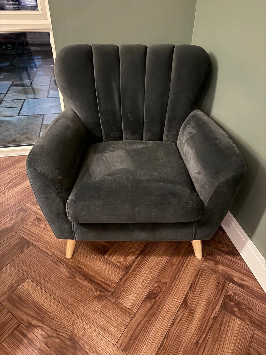 Charcoal Velvet Armchairs x 2 - Image 1