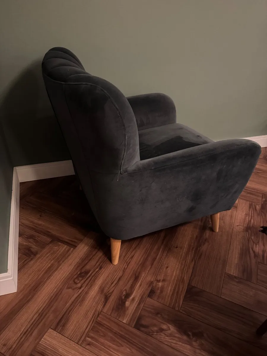 Charcoal Velvet Armchairs x 2 - Image 2