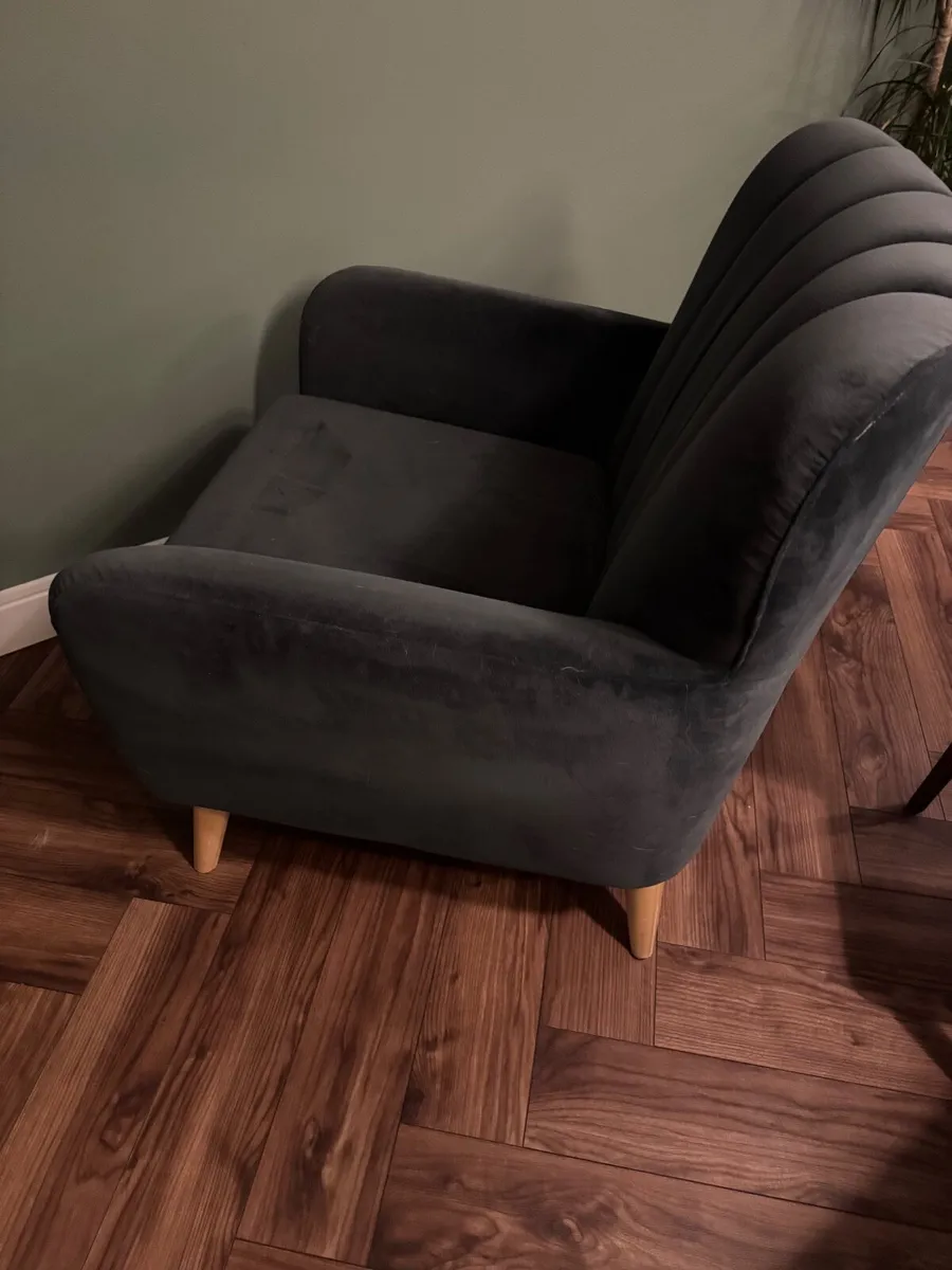 Charcoal Velvet Armchairs x 2 - Image 4
