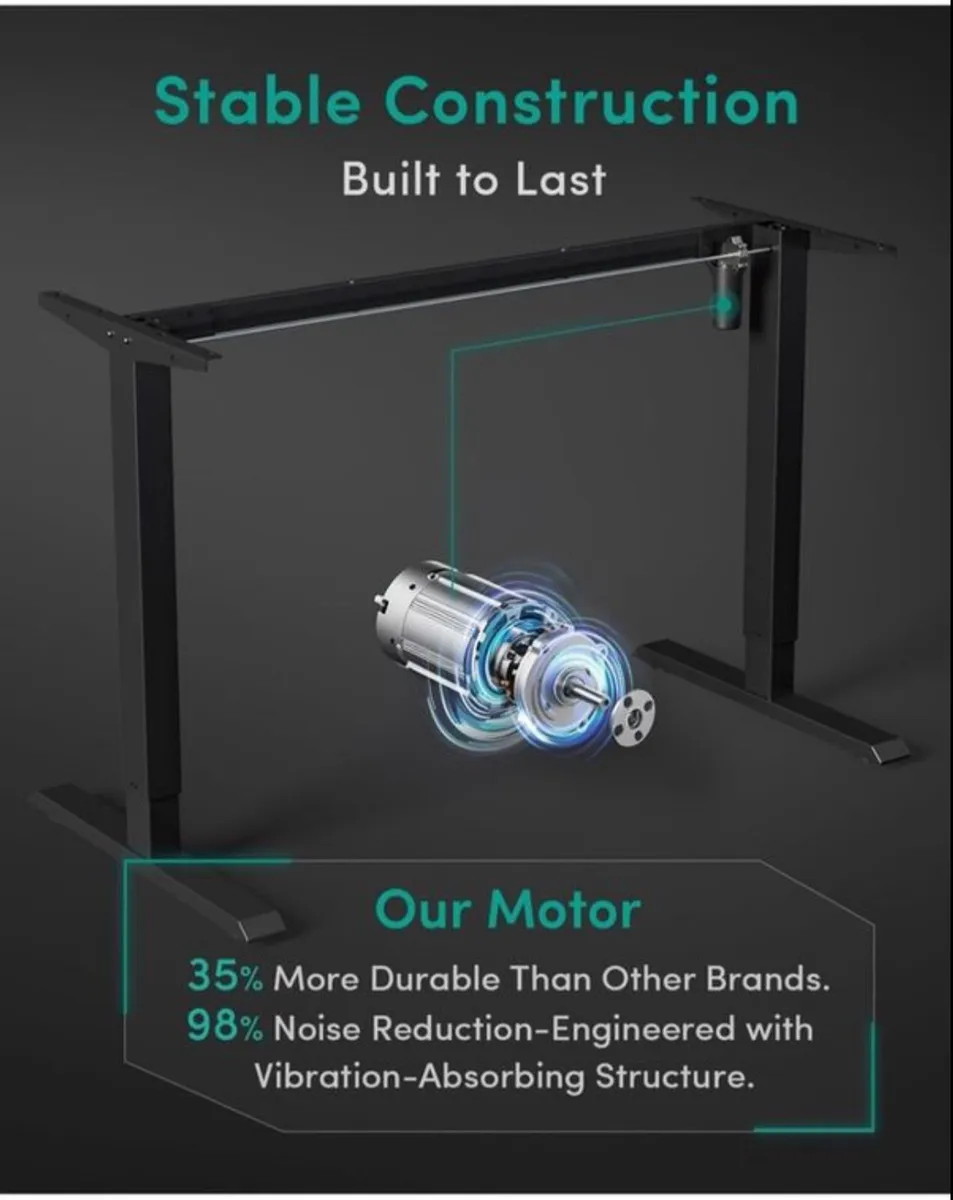 Electric Height Adjustable Standing Desk, 60x100cm - Image 2