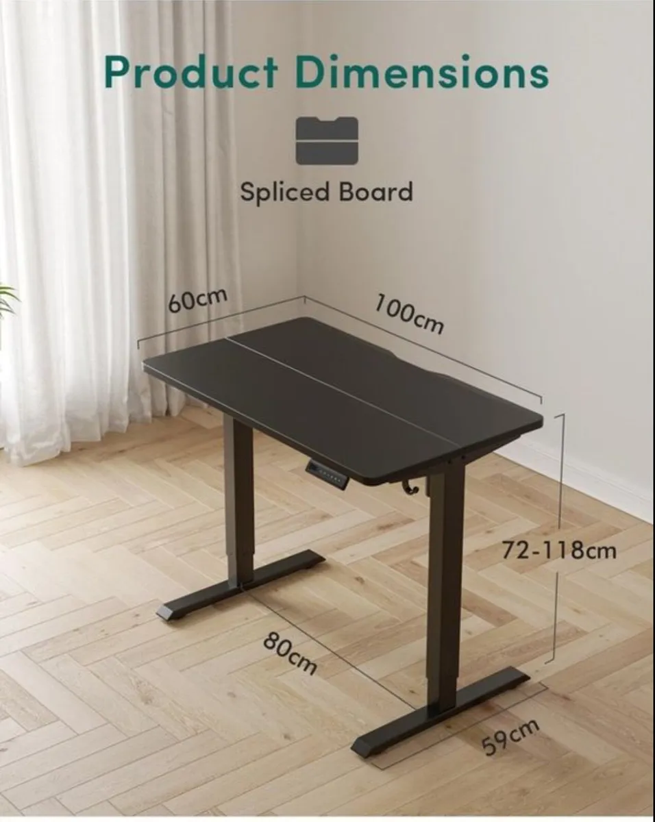 Electric Height Adjustable Standing Desk, 60x100cm - Image 2