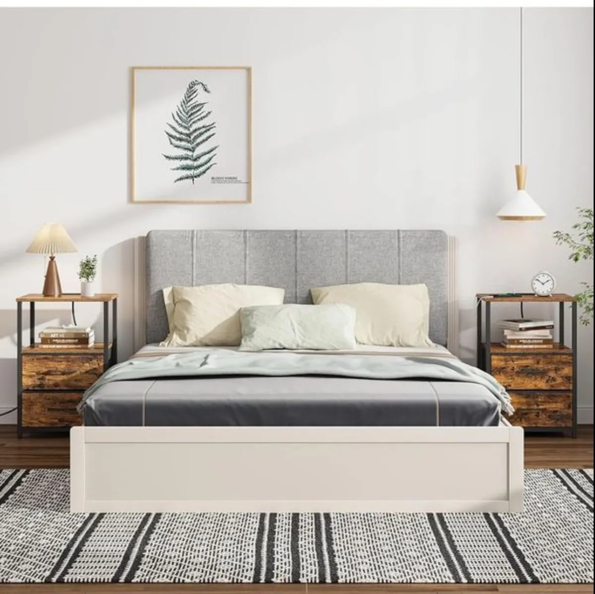 Set 2 of Bedside Table with Charging Station, Side - Image 3