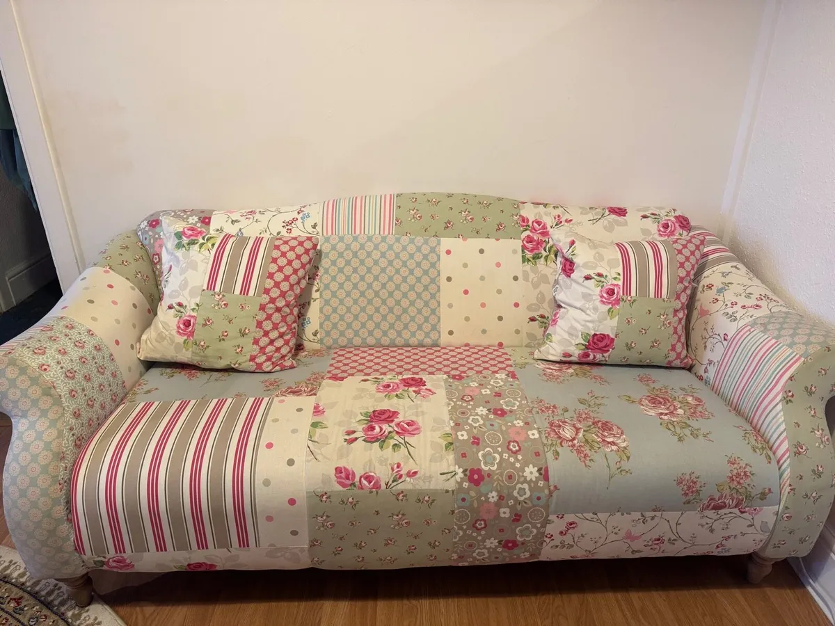 Patchwork Fabric Sofa – Excellent Condition - Image 1