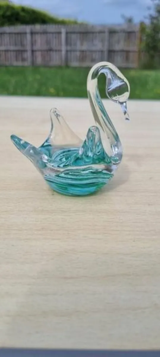 Vintage Isle of Man St. John's Crystal Swan - Image 2