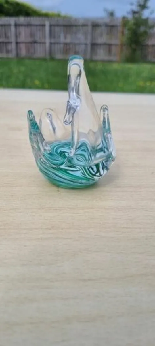 Vintage Isle of Man St. John's Crystal Swan - Image 3