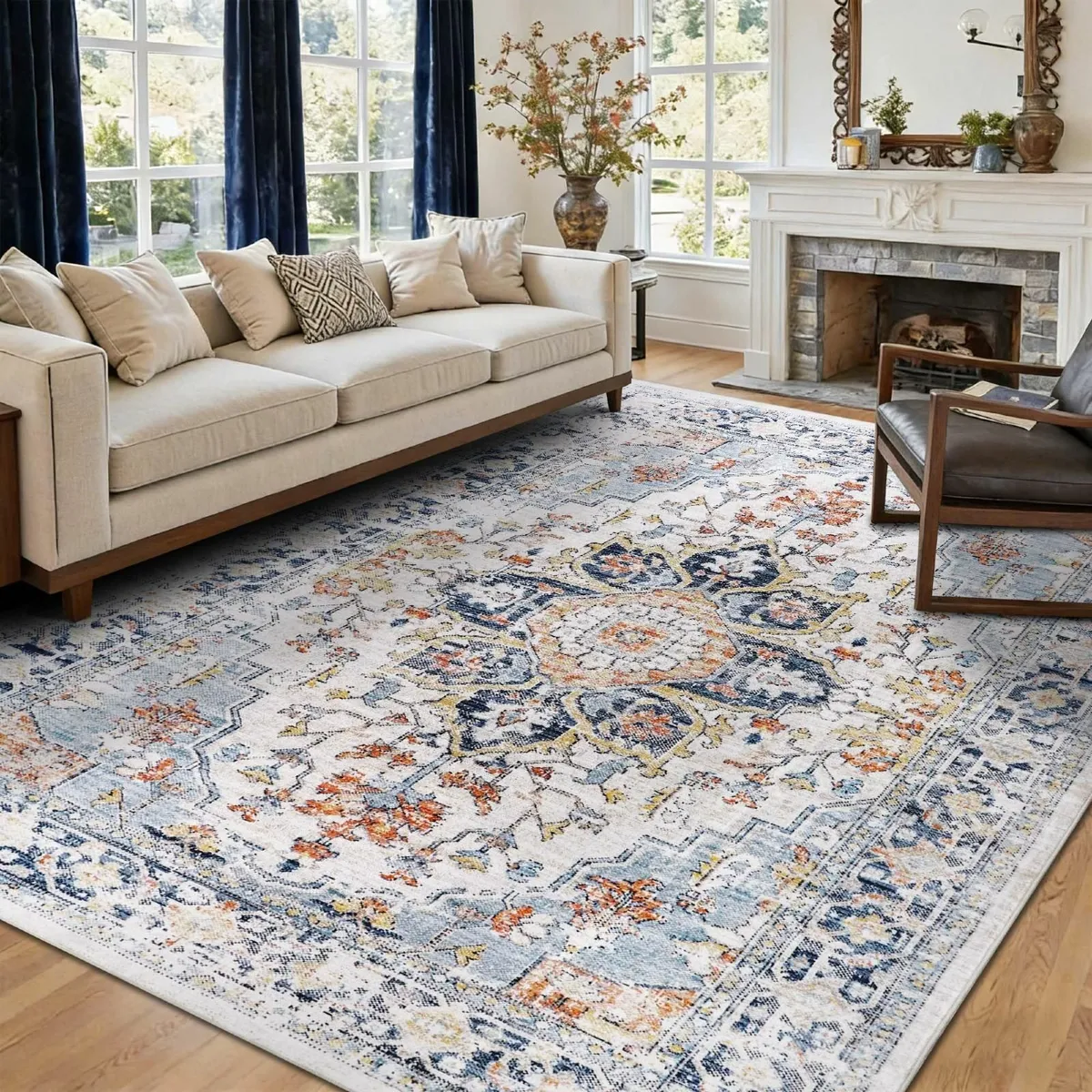 Vintage Rugs Living Room 160x230cm Washable for - Image 1