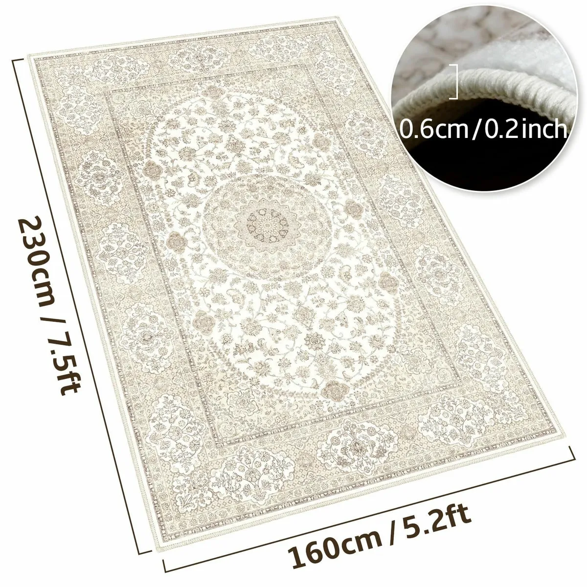 Indoor Area Rug 160x230cm Washable Living Room - Image 2