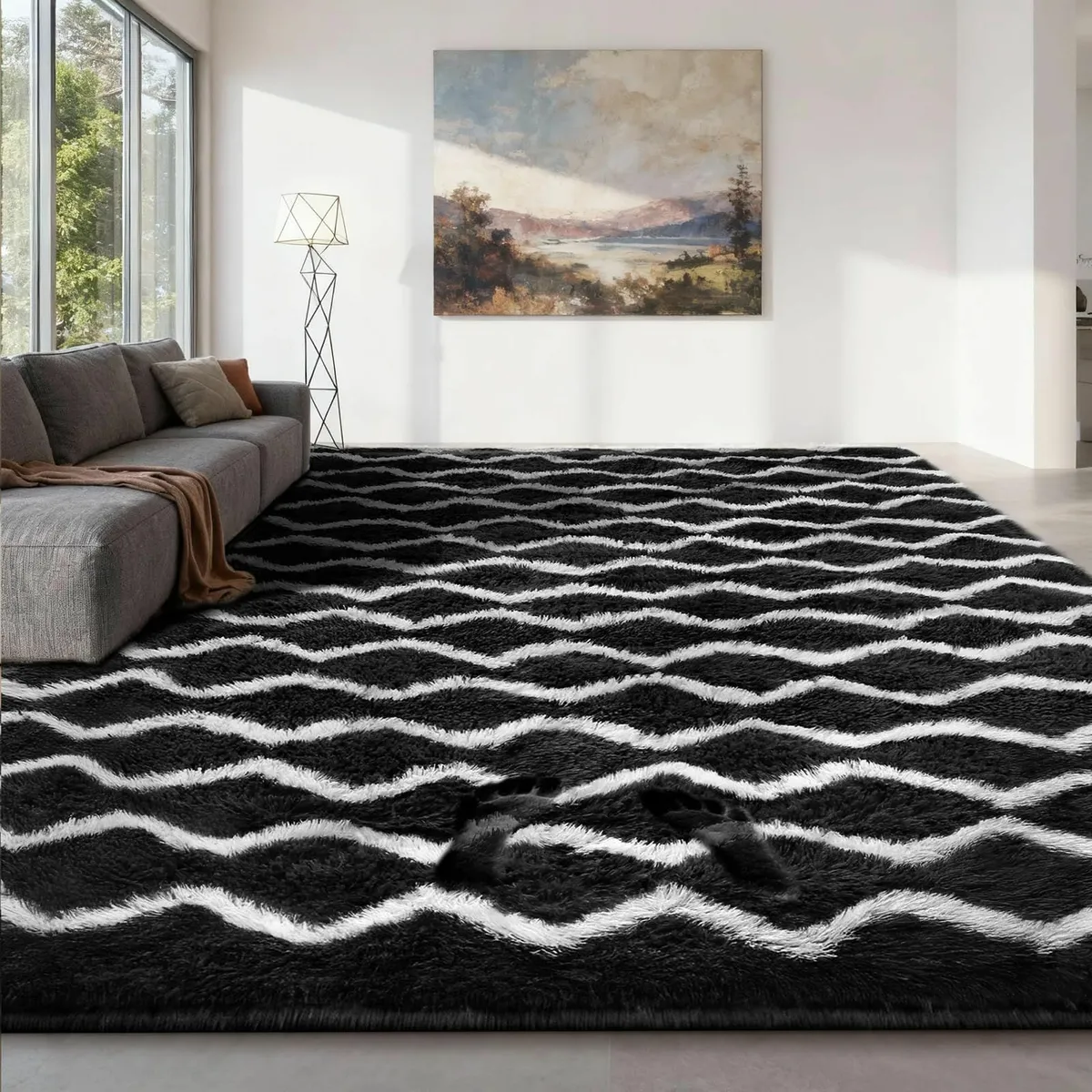 Rugs Living Room 200x300cm Black and White - Image 1