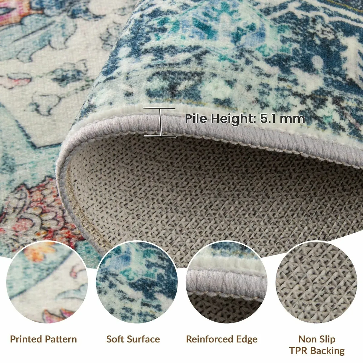 Machine Washable Rugs 150x210 cm Vintage Area Rug - Image 2