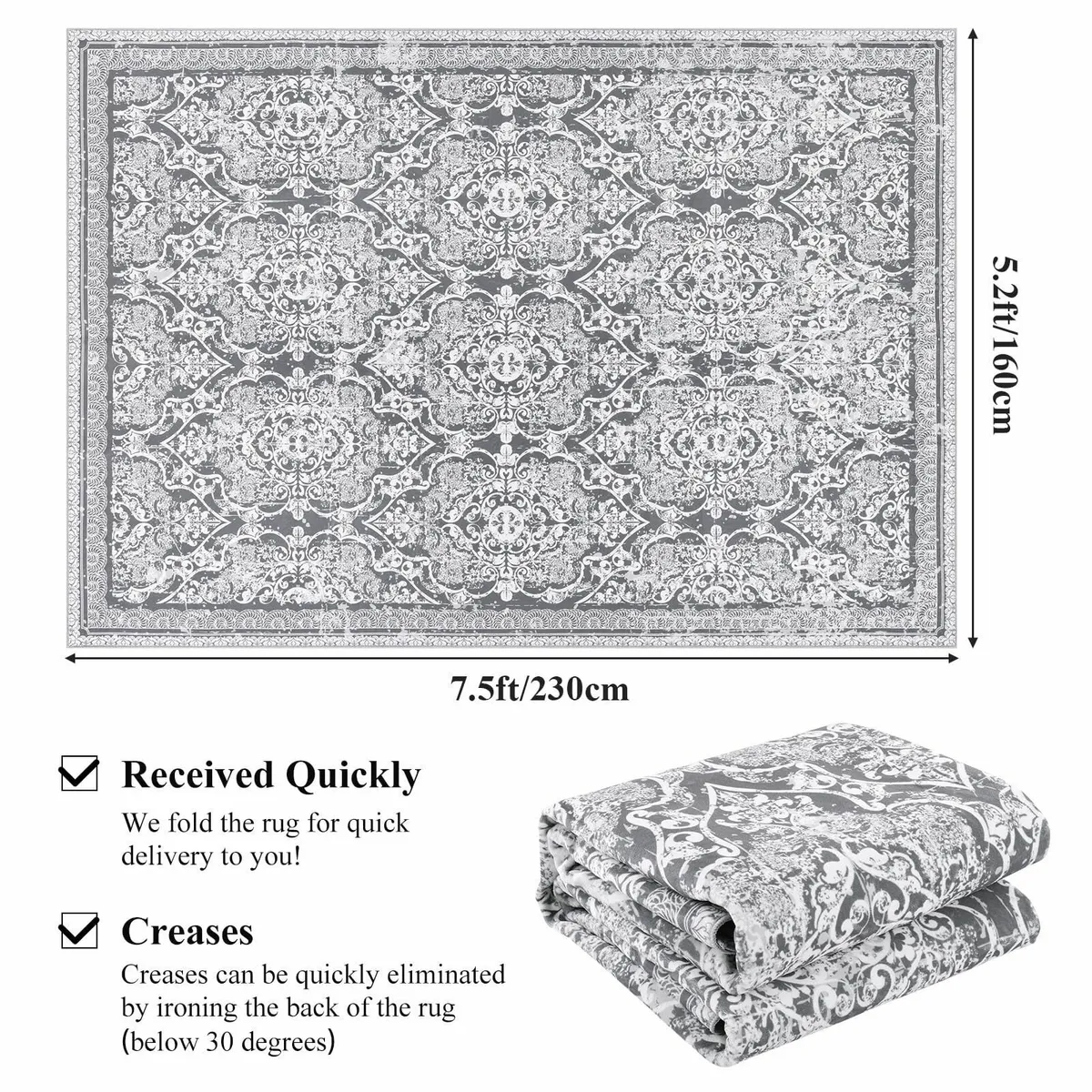 Extra Large Rugs for Living Room 160 x 230cm Non - Image 2