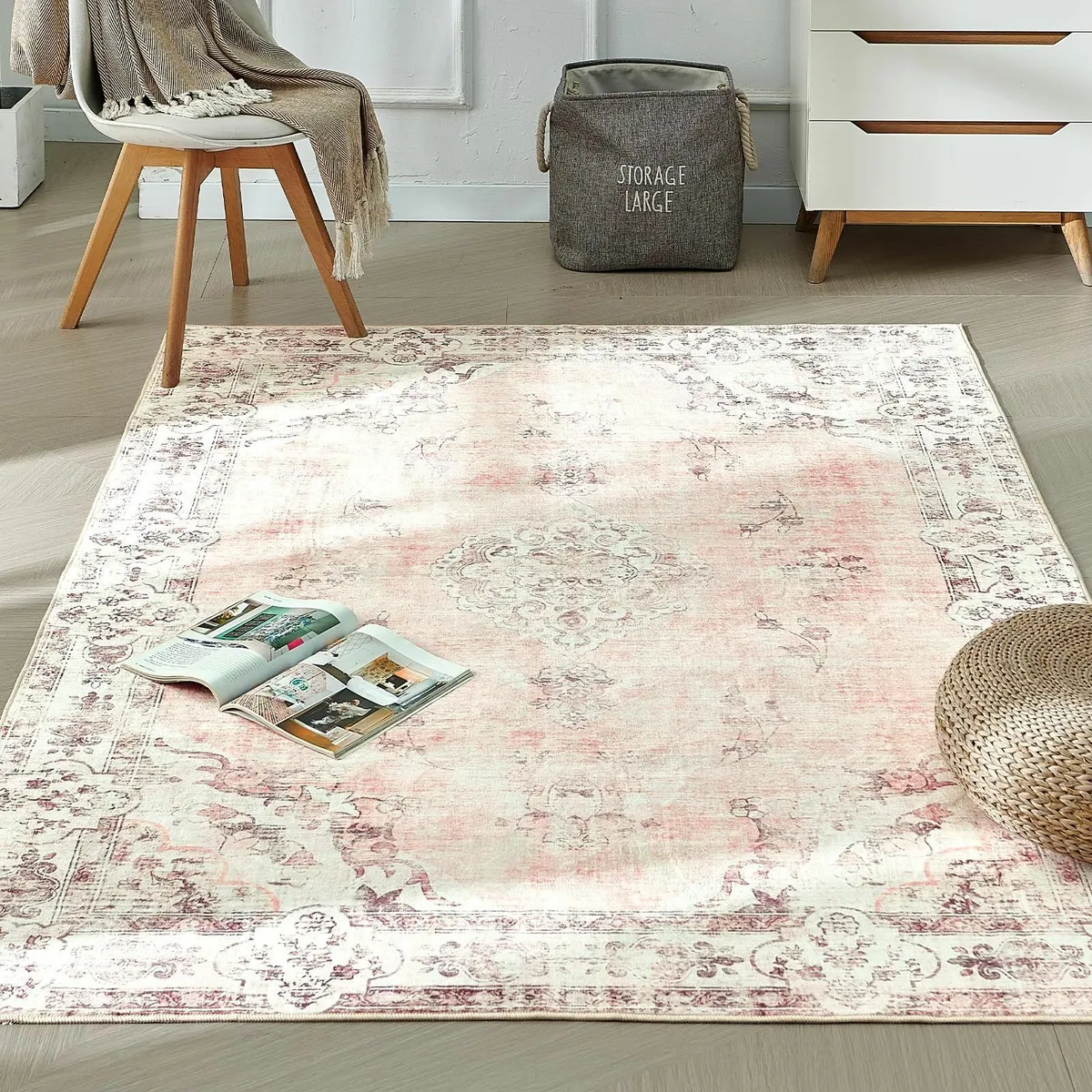 Machine Washable Rug Large Vintage Area Short - Image 1