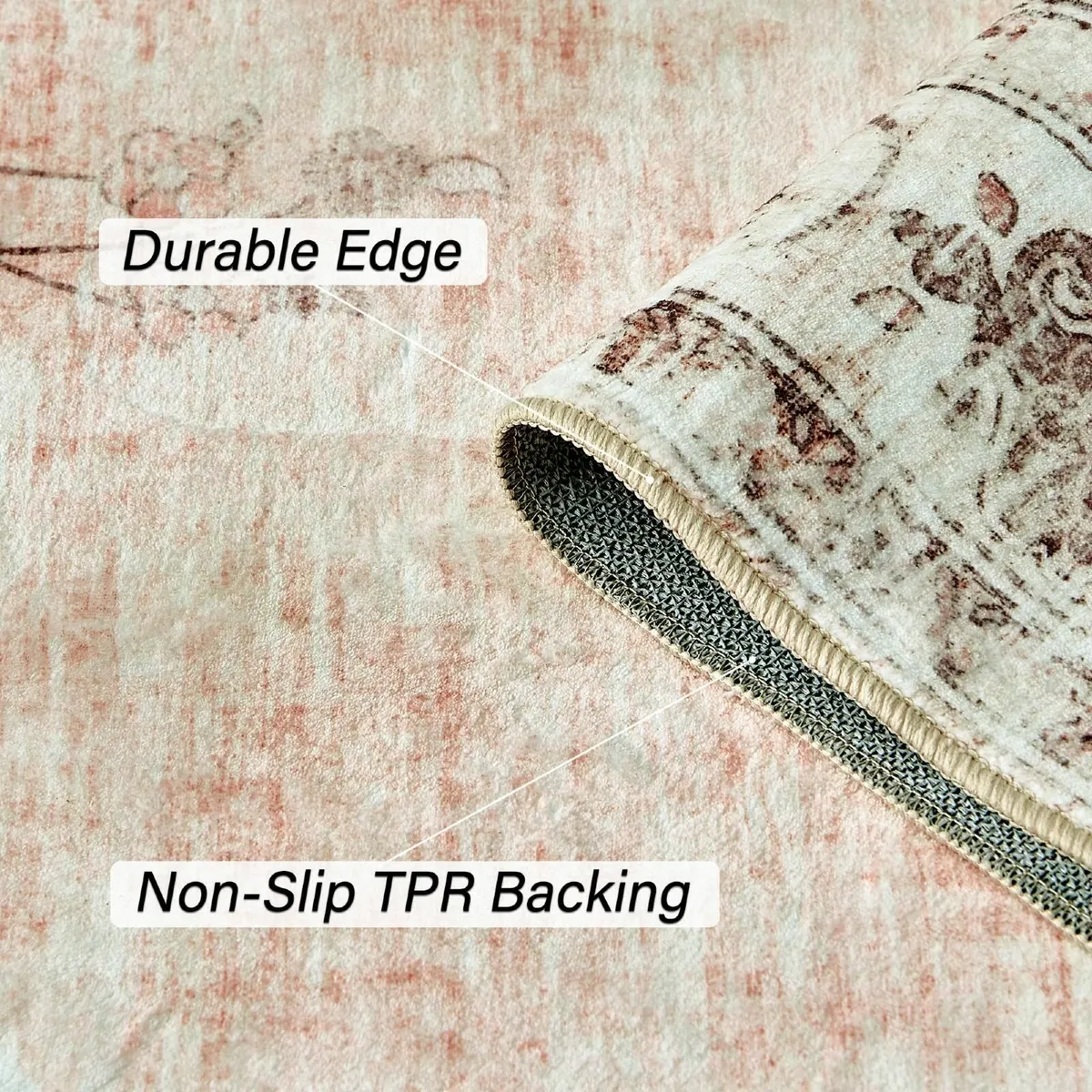 Machine Washable Rug Large Vintage Area Short - Image 3