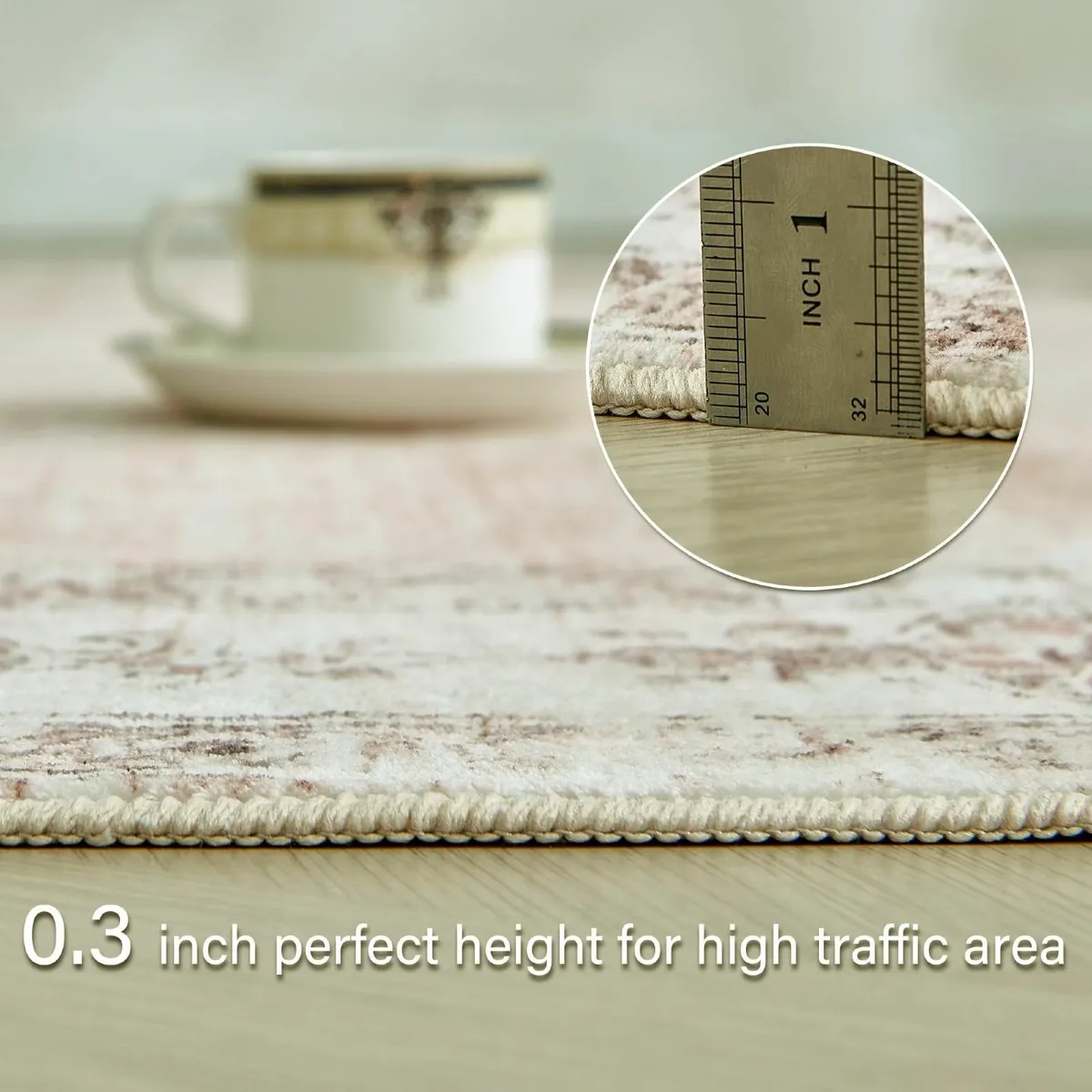 Machine Washable Rug Large Vintage Area Short - Image 4