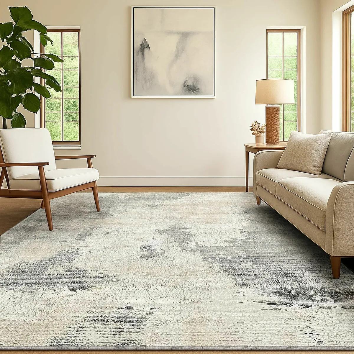 Living Room Rug 120x170cm Modern Abstract Low - Image 1