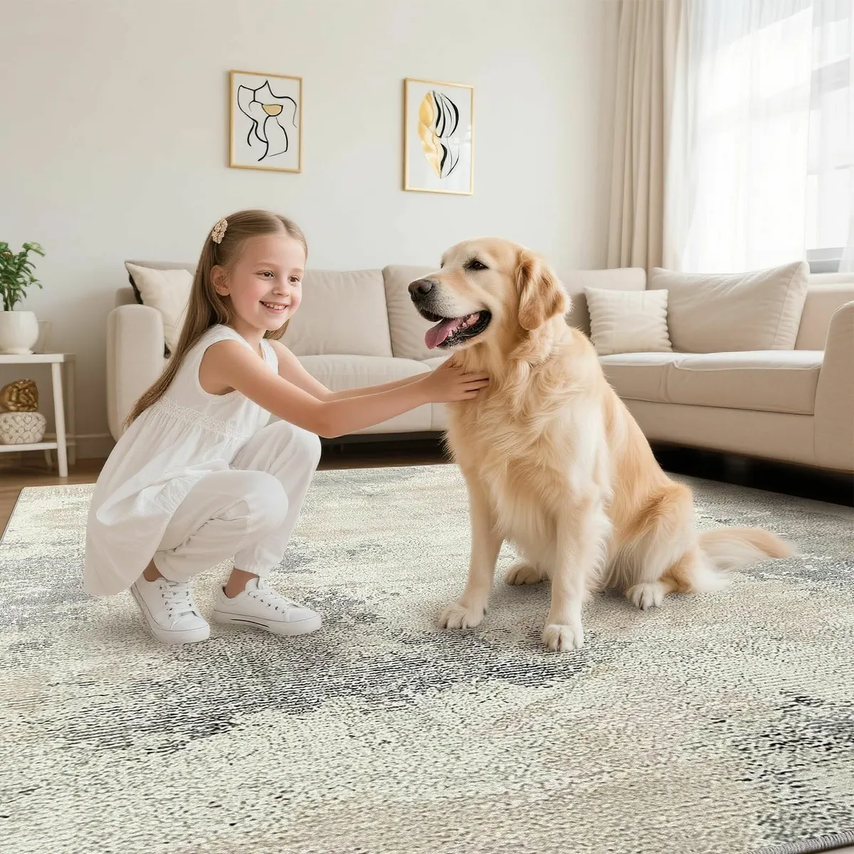 Living Room Rug 120x170cm Modern Abstract Low - Image 2