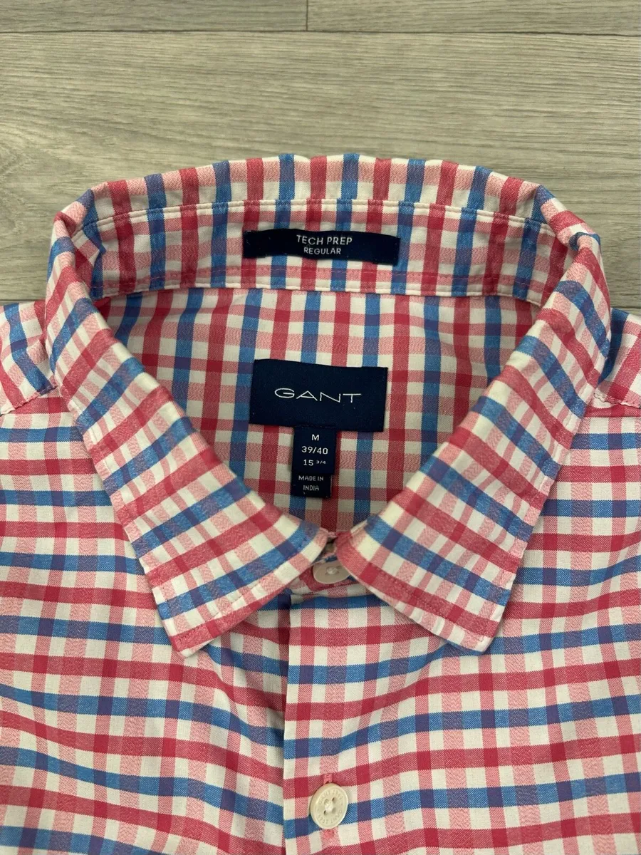 Gant Tech Prep Button Down Check Shirt Mens M/L - Image 4