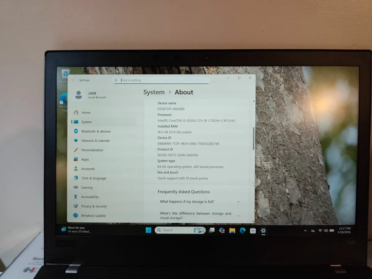 Lenovo ThinkPad T480 Intel i5 8th Gen | 16GB RAM - Image 2