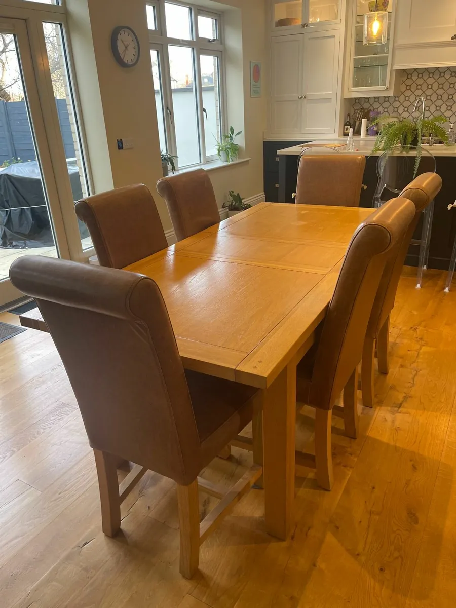 Kitchen Table & Leather Chairs - Image 1