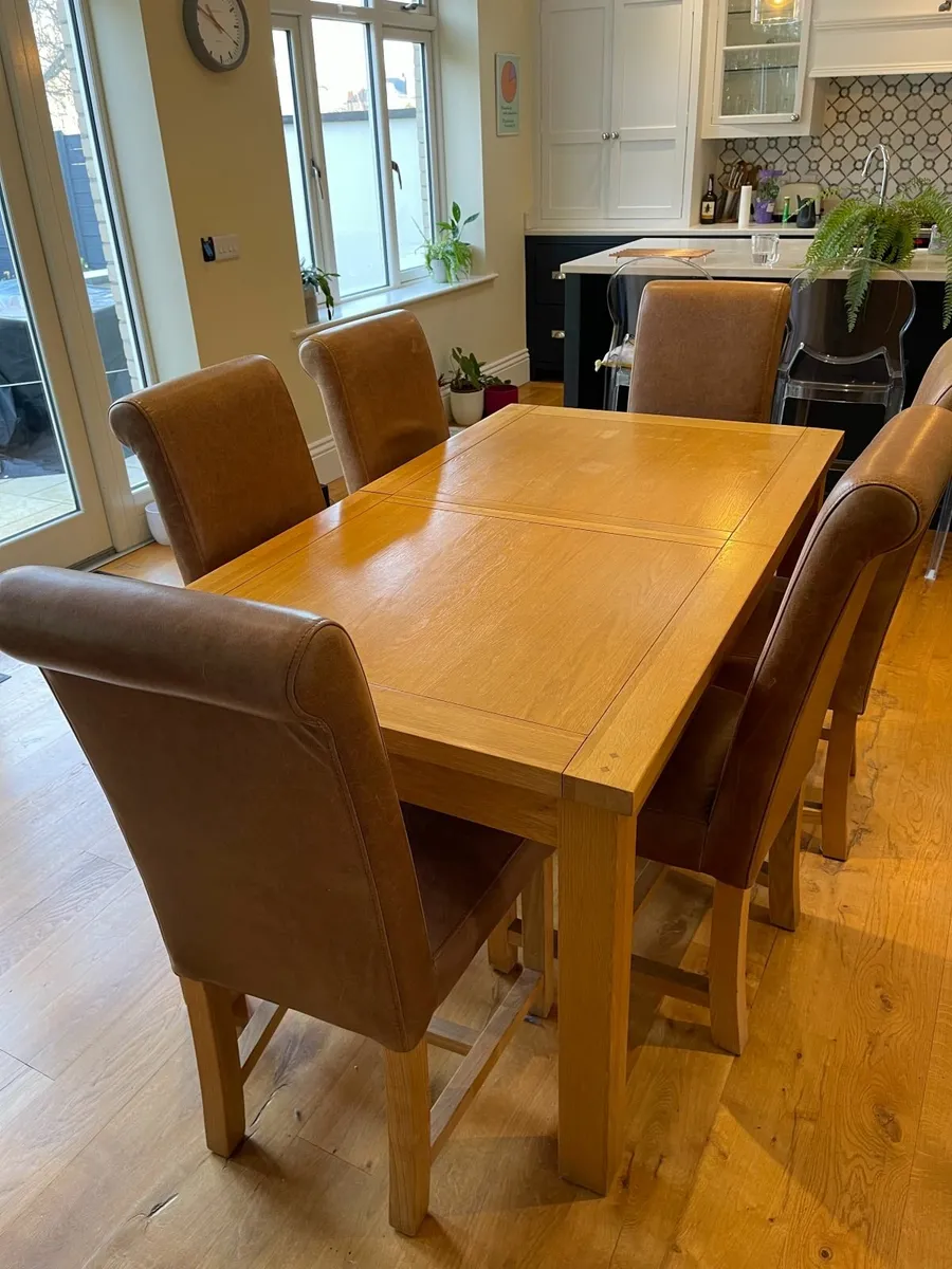 Kitchen Table & Leather Chairs - Image 2