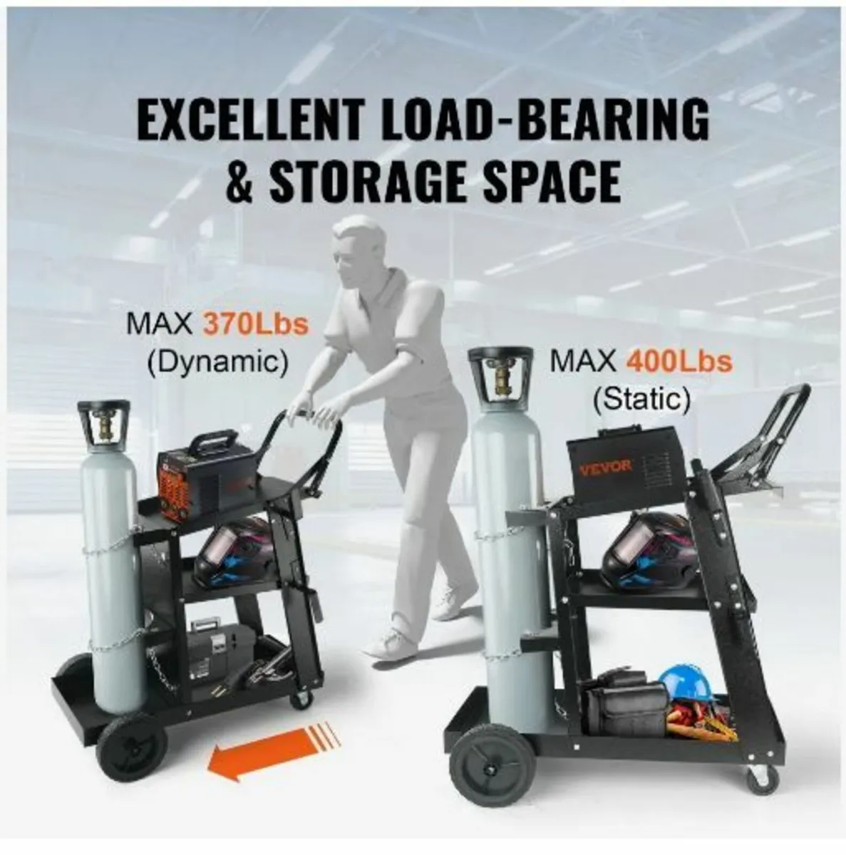 Welding Cart, 3-Tier Heavy Duty Welder Cart - Image 3