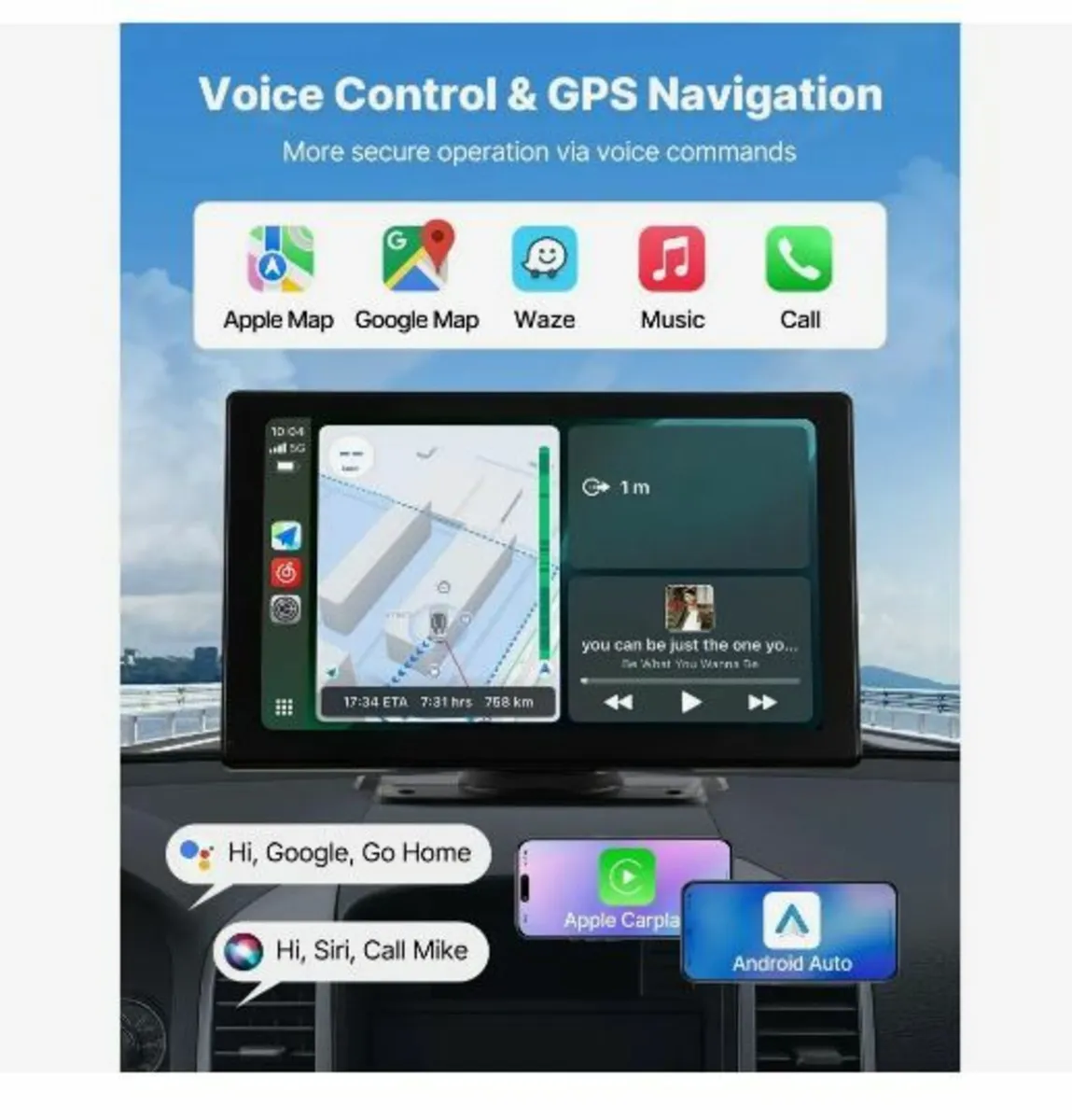 Wireless Car Stereo, 228.6mm HD Portable Radio - Image 2